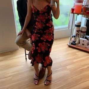 Floral midi open back dress